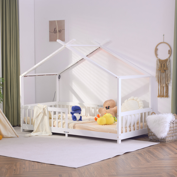 X-Shaped Roof Design White Painted Pine Children's Bed