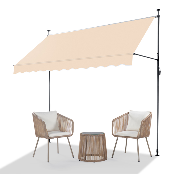 118.1"D x 47.2"W x(78.7 -118.1)"H Retractable Awning Khaki