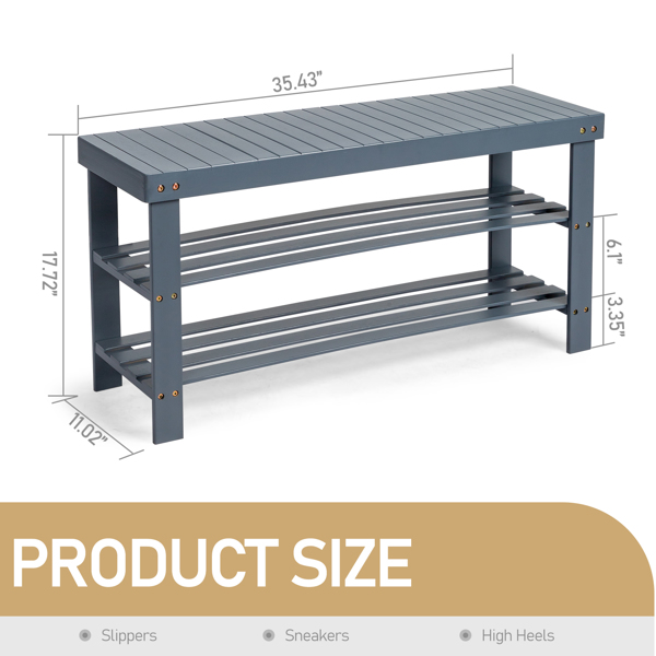 FCH 3-Tier Seamless Top Bamboo Shoe Rack