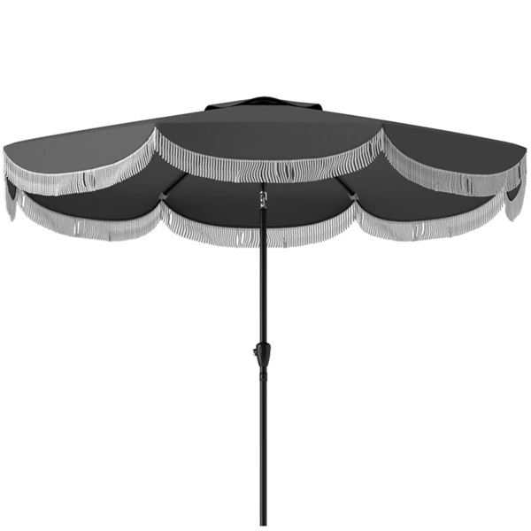 8.8FT Elegance Patio Umbrella, UPF 30+ Outdoor Market Umbrella with 8 Ribs, Push Button Tilt,Charcoal Gray 