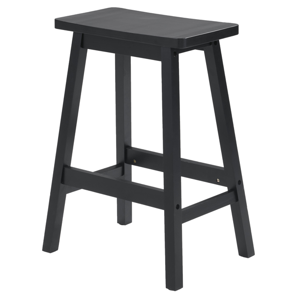 2pcs Pine Wood Saddle Seat Bar Stool Black