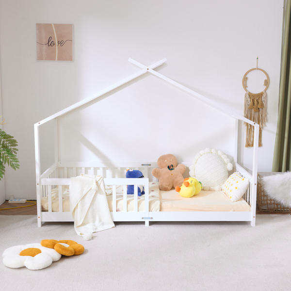 X-Shaped Roof Design White Painted Pine Children's Bed