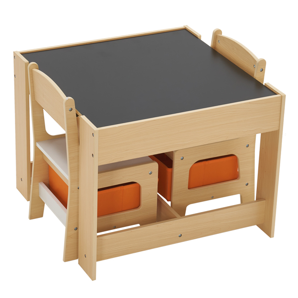 Children's Wooden Table And Chair Set With Two Storage Bags (One Table And Two Chairs)