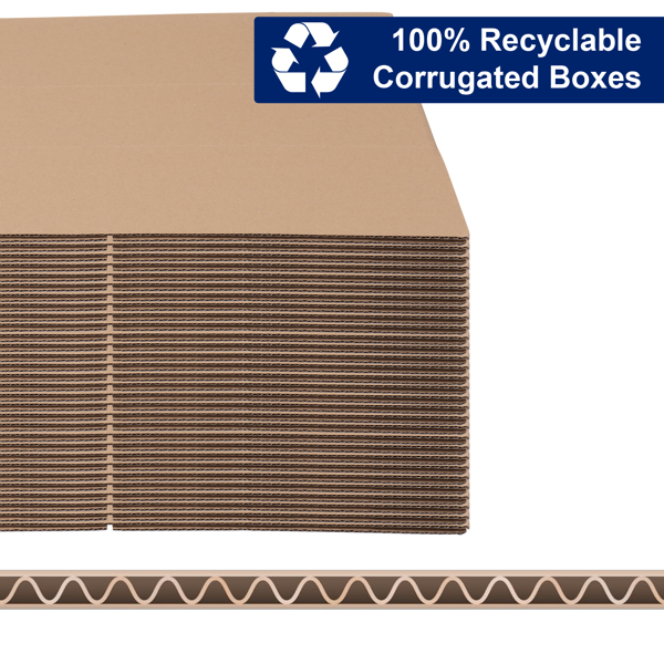 50pcs 14 "x 10" x 4 "(35.6cm x 25.4cm x 10.2cm) thick 3mm corrugated cardboard box in kraft paper color