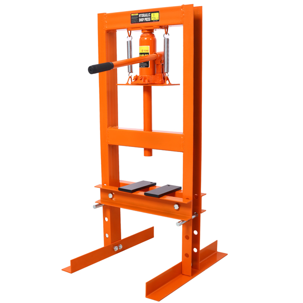 6 Ton Hydraulic Press, Benchtop Hydraulic Shop Press, H-Frame Garage Floor Press with Press Plates, Adjustable Working Table Height, orange