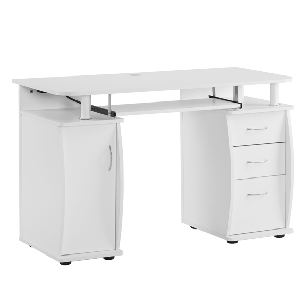 Embossed White Particle Board with Melamine Laminate 1155574cm One-Door Three-Drawer Computer Desk