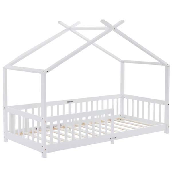 X-Shaped Roof Design White Painted Pine Children's Bed