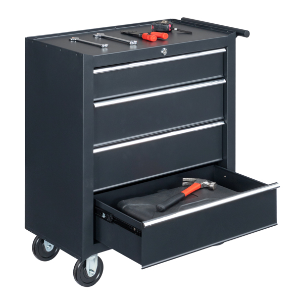 Single-bottom cabinet 4-draw, steel, black 330lb instrument cart, storage room