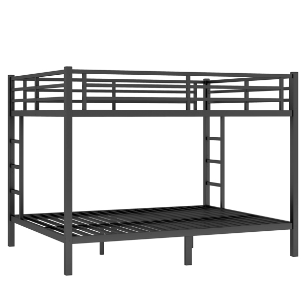 Metal Queen over Queen Bunk Bed for Teens and Adults,Space-Saving/Noise Reduced/No Box Spring Needed, Black