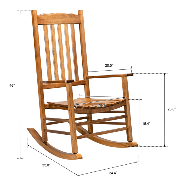 Square Wooden Rocking Chair Wavy Backboard Original Color