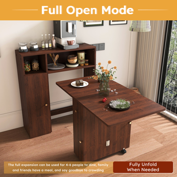 Multifunctional Folding Dining Table with Wall-Mounted Sideboard & Storage for Small Apartments