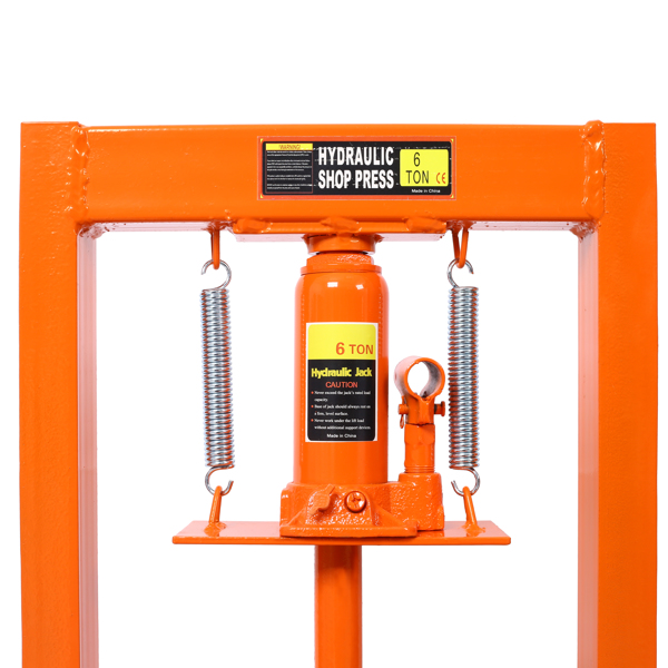 6 Ton Hydraulic Press, Benchtop Hydraulic Shop Press, H-Frame Garage Floor Press with Press Plates, Adjustable Working Table Height, orange