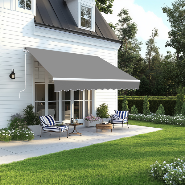 98.4"D x 117"W x 59"H Retractable Awning Grey