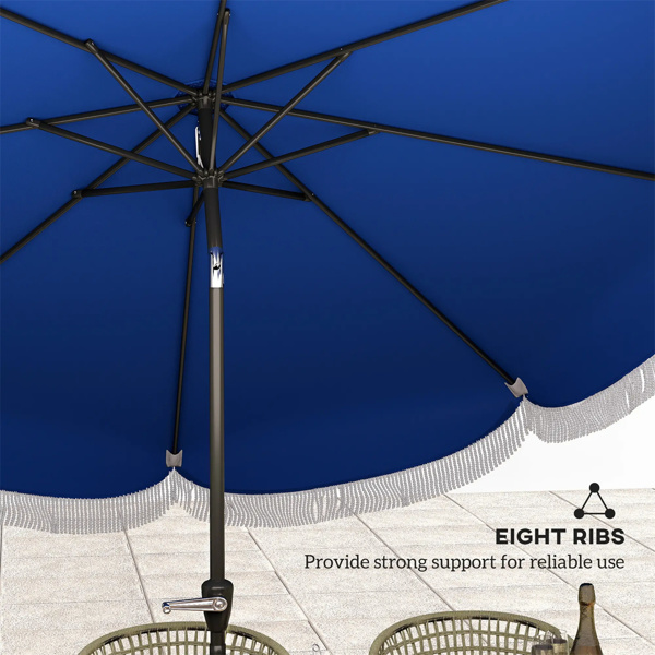 8.8FT Elegance Patio Umbrella, UPF 30+ Outdoor Market Umbrella with 8 Ribs, Push Button Tilt,Navy Blue