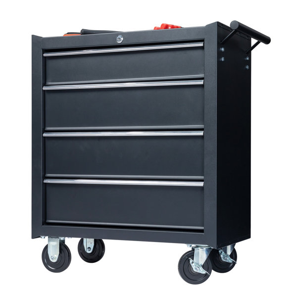 Single-bottom cabinet 4-draw, steel, black 330lb instrument cart, storage room