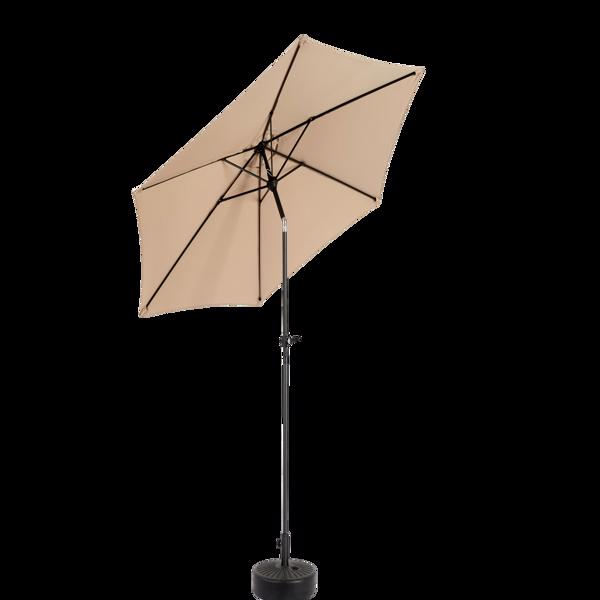 9FT Outdoor Patio Umbrella Outdoor Table Umbrella with Push Button Tilt and Crank, Market Umbrella 6 Sturdy Ribs , Deck, Backyard, Pool (Base Not Included)  - ( khaki )