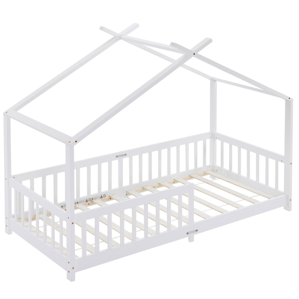 X-Shaped Roof Design White Painted Pine Children's Bed