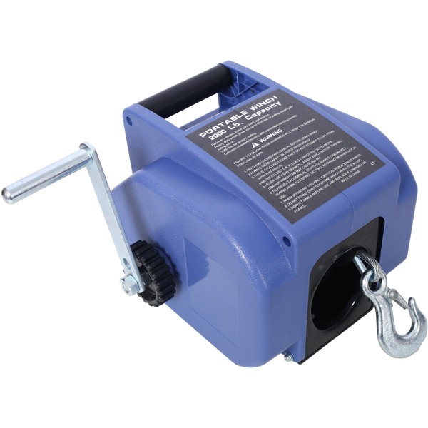 12v Trailer Winch,Reversible Electric Winch, for Boats up to 5000 lbs, Galvanized Wire Rope, with extra pulley hook, Rapid Mount, wirelss remote control,power in and power out.blue plastic casing