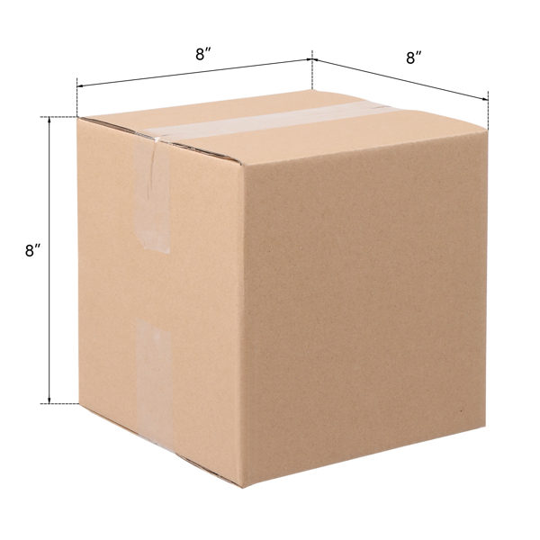 50pcs 8 "x 8" x 8 "(20.3x20.3x20.3cm) thick 3mm corrugated cardboard box in kraft paper color