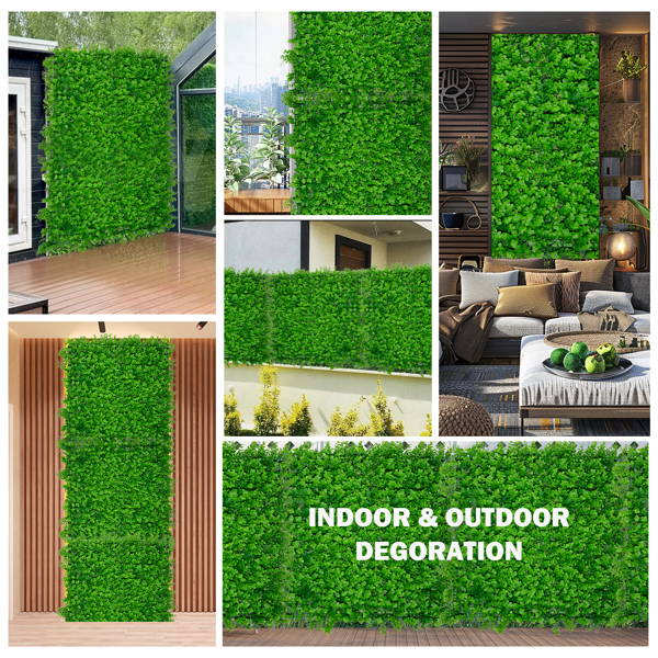 Boxwood Panels, Grass Wall 20"x20"(20pcs), Plant Wall, Grass Backdrop Wall, Privacy Screen, Sun Protected Green Wall Decor for Outdoor, Indoor, Garden, Backyard and Décor