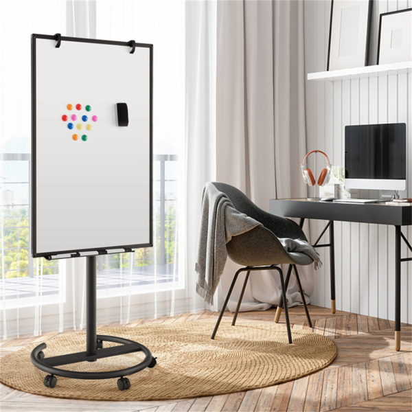 Magnetic Whiteboard,Height-Adjustable Mobile Whiteboard with Round Stand Paper Clips