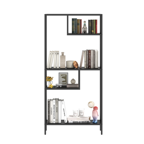 Modern Storage Shelf with 4 Compartments & Metal Legs, Freestanding Organizer,Book Shelves  Display Shelves for Living Room, Bedroom, Home Office