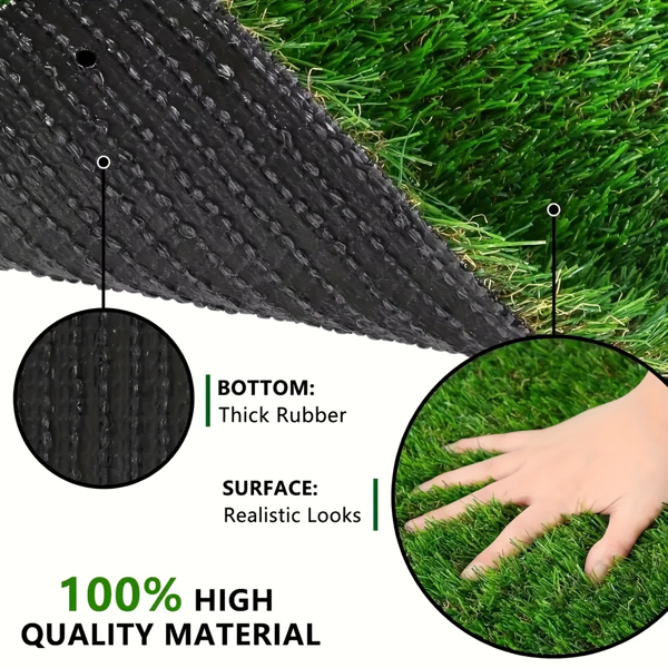 3ft x 10ft Premium Artificial Turf Mat with Drainage Holes. Thick Fake Grass with Rubber Backing, Ideal for Indoor/Outdoor Pet Areas, Garden, Lawn, Patio & Balcony Decor