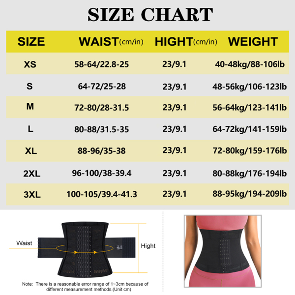 Waist Trainer Corset for Women Tummy Control Sport Workout Body Shaper Black