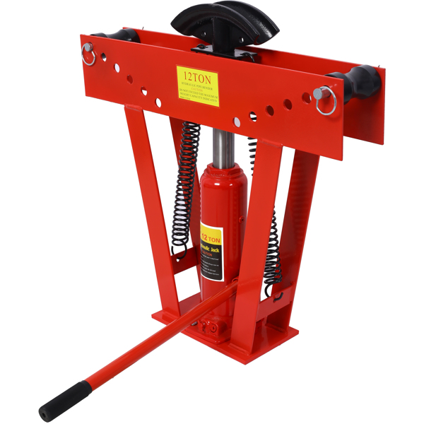 12 Ton Pipe Bender Manual Hydraulic, Piping Bending Exhaust Tube Fabric with 6 Dies, Adjustable Rollers 90-180 Degree Bending Steel Iron Metal Ratcheting for Pipe Tube Bender,red