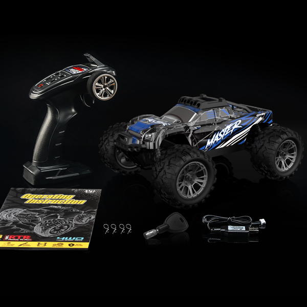  1: 16 scale remote control car, all terrain with four-wheel drive, high-speed electric drift racing car, suitable for children, parents and children interactive toys, blue