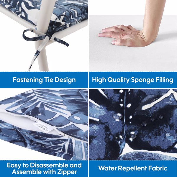 4PCS Outdoor Patio Seat Cushion Replacement Seat Cushion with Ties, 15