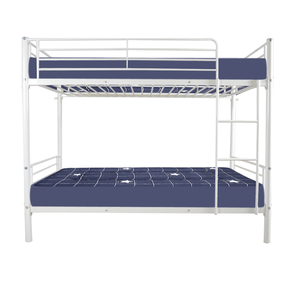 【same code:38354706】Iron Bed Bunk Bed with Ladder for Kids Twin Size White