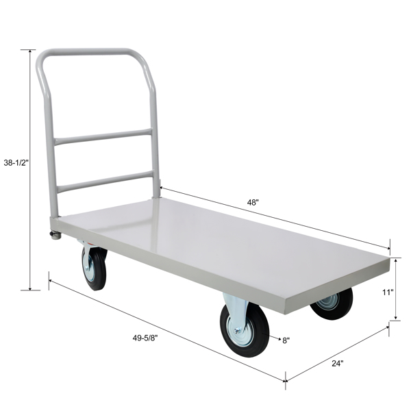 Platform Truck Industrial Flat Dolly Cart with Wheels - Heavy Duty 24 x 48 Cart - 2000lb Capacity Flatbed Hand TruckSteel Smooth Deck Platform Truck 24 In. x 48 In. 2000 Lb. Capacity, Gray color