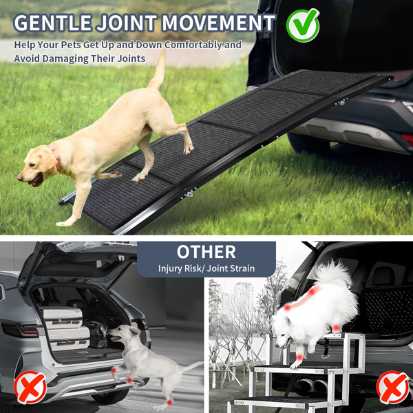 Dog Ramp for Car, 71" Long & 20" Wide Folding Portable Pet Stair Ramp with Non-Slip Rug Surface, Extra Wide Dog Steps for Medium & Large Dogs Up to 250LBS Enter a Car, SUV & Truck