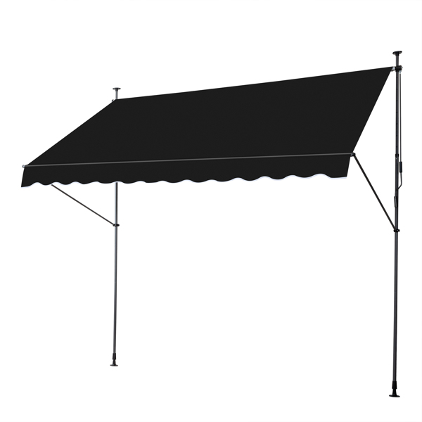 118.1"D x 59.1"W x(78.7 -118.1)"H Retractable Awning Black