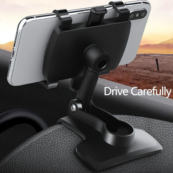 360° Rotatable Car Phone Mount for Dashboard & Rearview Mirror – Universal Fit, Horizontal & Vertical View, Perfect for Navigation