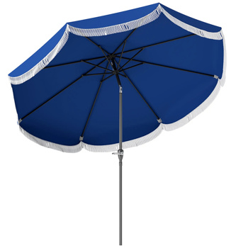 8.8FT Elegance Patio Umbrella, UPF 30+ Outdoor Market Umbrella with 8 Ribs, Push Button Tilt,Navy Blue