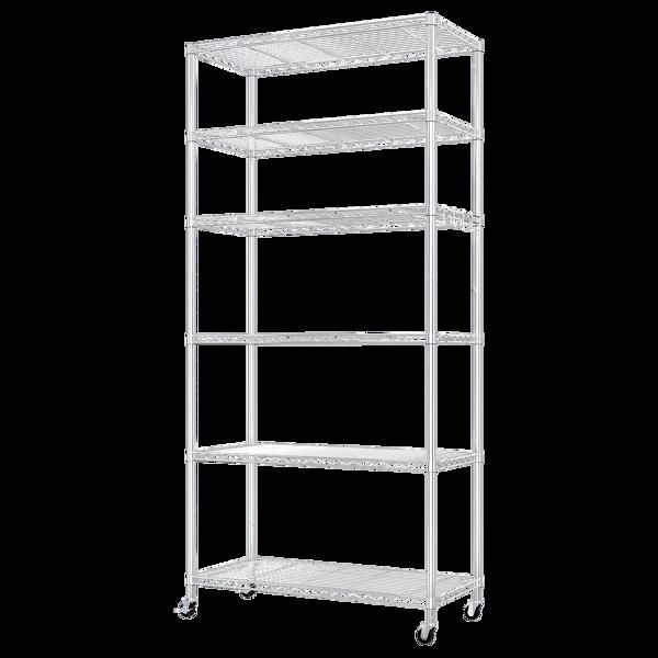 Heavy Duty Storage Shelves  78.74" H   Wire Shelving Unit with Wheels 1200LBS  NSF Metal Shelves for Storage Adjustable Garage Storage Rack Pantry Shelf Commercial Shelving, 78.74" H X 35.43''W X 17.7