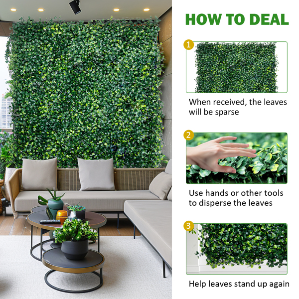 Boxwood Panels, Grass Wall 20"x20"(20pcs), Plant Wall, Grass Backdrop Wall, Privacy Screen, Sun Protected Green Wall Decor for Outdoor, Indoor, Garden, Backyard and Décor