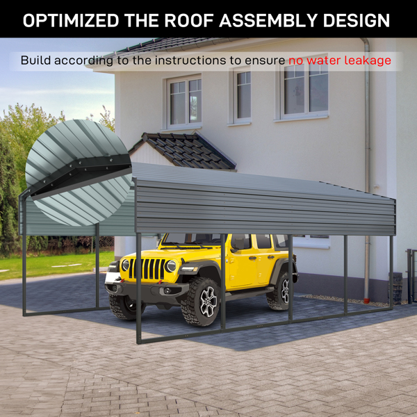 12x20 FT Metal Carport Heavy Duty with Reinforced Frame, Outdoor Garage Multi-Use Shelter Canopy Car Shelter for Pickup, Boat, Car and Tractors