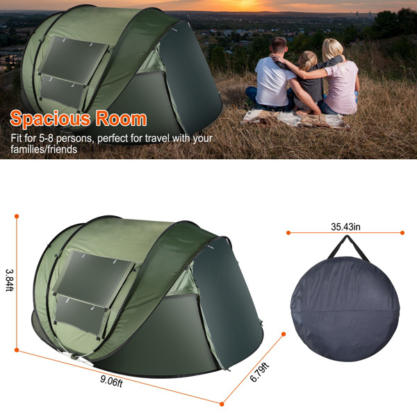 5-8 Person Pop Up Tent Automatic Setup Camping Tent Waterproof Instant Setup Tent with 4 Mosquito Net Windows Carrying Bag for Hiking Climbing Adventure Fishing