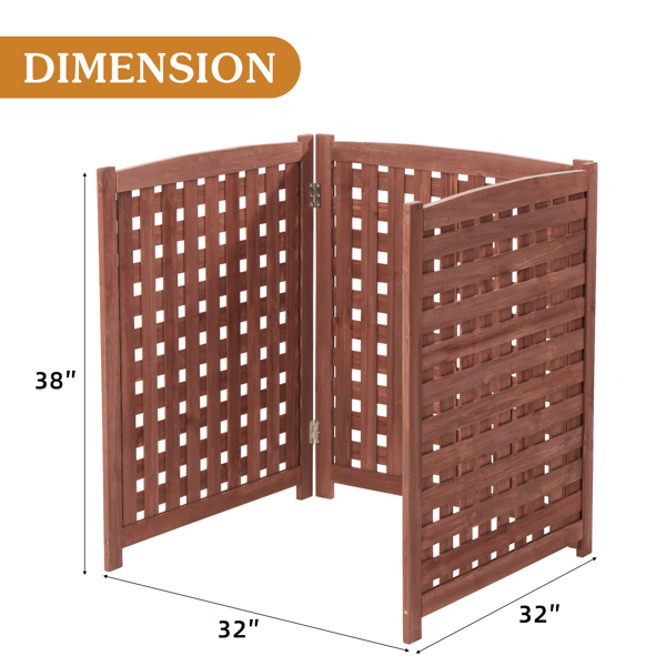 Air Conditioner Fence Screen Outside, Cedar Privacy Fence 3 Panels to Hide AC & Trash Enclosure, 32"W x 38"H 