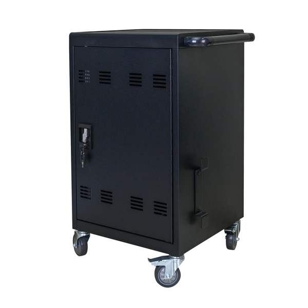 Tablet Laptop 32-bit-Plastic Device Basket Device for Mobile Charging Trolley- Includes Cable Management Dividers, Cable Clips, Storage Compartment, and Removable Doors (Black)