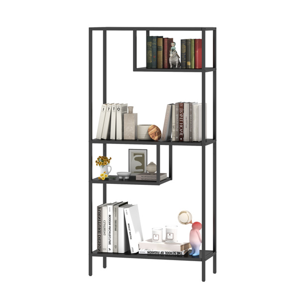 Modern Storage Shelf with 4 Compartments & Metal Legs, Freestanding Organizer,Book Shelves  Display Shelves for Living Room, Bedroom, Home Office