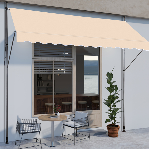 118.1"D x 47.2"W x(78.7 -118.1)"H Retractable Awning Khaki