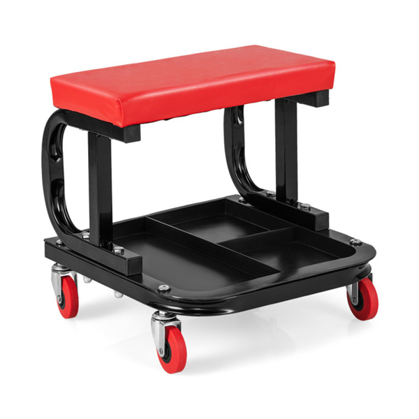   Rolling Creeper with Classified Tool Tray and Cushioned Seat  Black & Rer