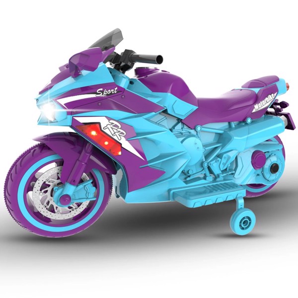 Electric Motorcycle for Kids, 12V Battery Powered Ride on Toy with LED Light Wheels, MP3，two wheels（not shipped on weekends）