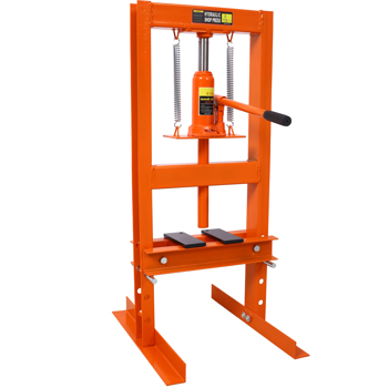 6 Ton Hydraulic Press, Benchtop Hydraulic Shop Press, H-Frame Garage Floor Press with Press Plates, Adjustable Working Table Height, orange