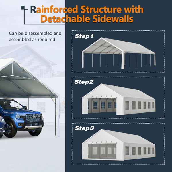 20x40FT Party Tent Heavy Duty, Large Wedding Event Shelters with 3 Carry Bags & Removable Sidewalls, Outdoor Canopy Gazebo Commercial Tents for Parties Carport Camping Garden Patio