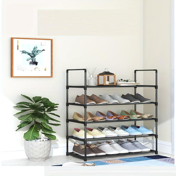 4-Tier Large Capacity Shoe Rack – Sturdy, Stackable Organizer for Closets, Garages, Entryways & Corridors, Black